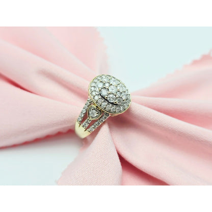 10K Yellow Gold Diamond Oval Shaped Ring