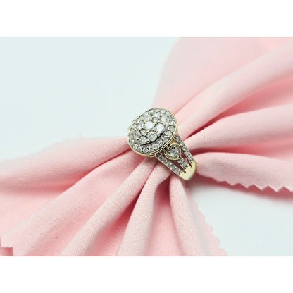 10K Yellow Gold Diamond Oval Shaped Ring