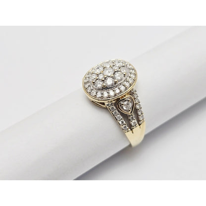 10K Yellow Gold Diamond Oval Shaped Ring