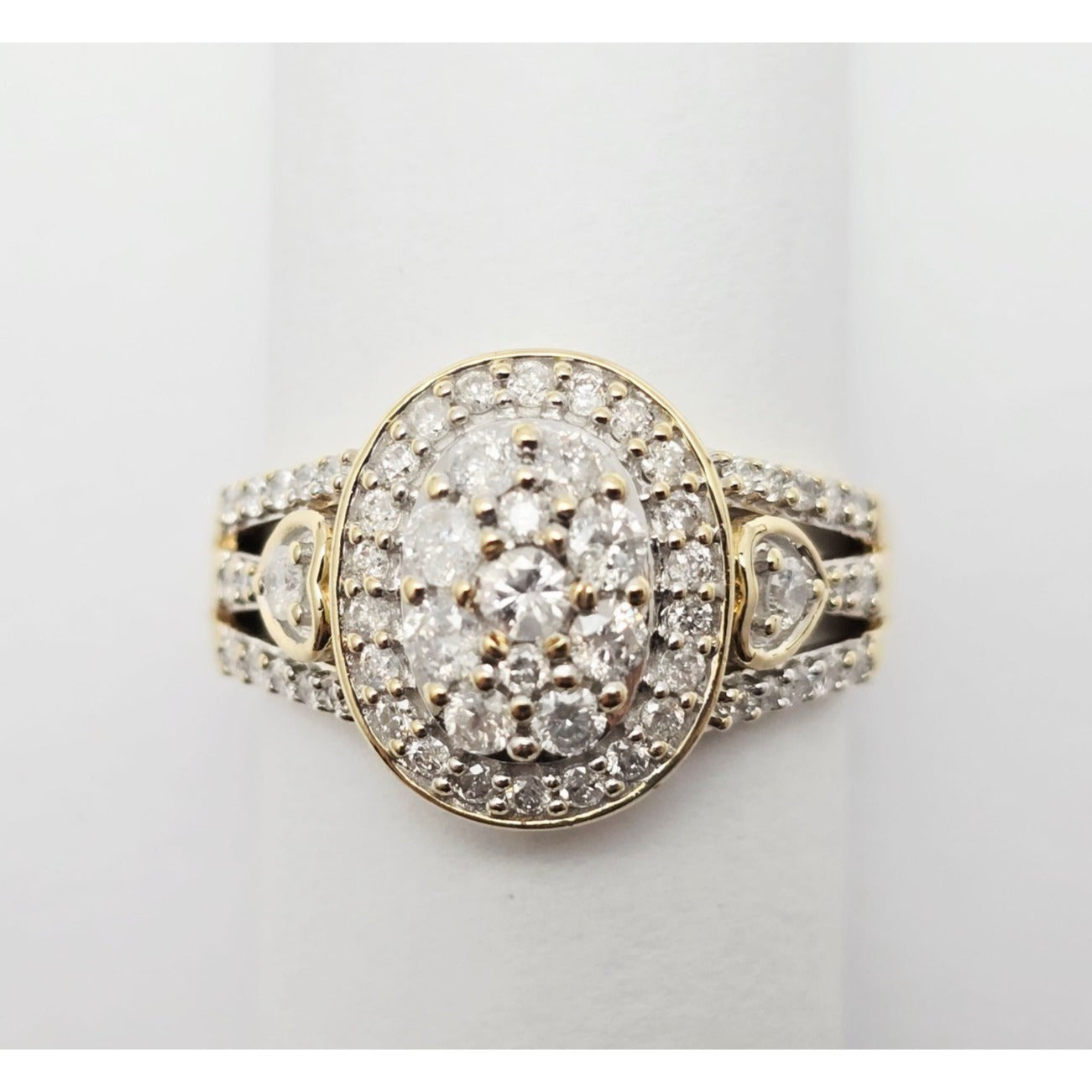 10K Yellow Gold Diamond Oval Shaped Ring
