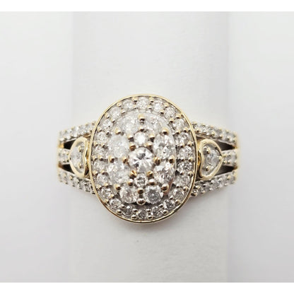 10K Yellow Gold Diamond Oval Shaped Ring