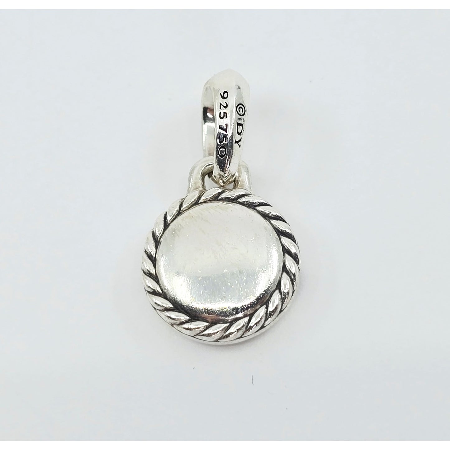 David Yurman 925 Sterling Silver with 18k Yellow Gold and Emerald Charm Pendant