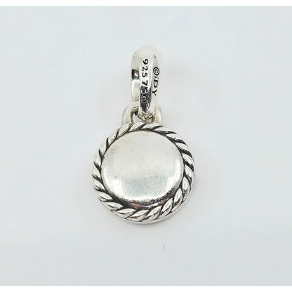 David Yurman 925 Sterling Silver with 18k Yellow Gold and Emerald Charm Pendant