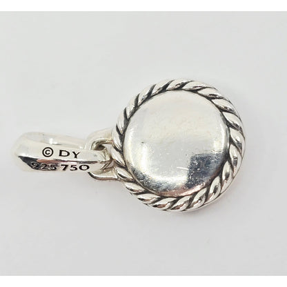David Yurman 925 Sterling Silver with 18k Yellow Gold and Emerald Charm Pendant