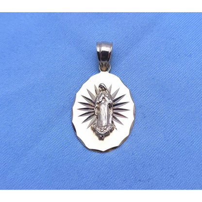 14K Yellow Gold Religious Saint Mary Guadalupe Charm Pendant