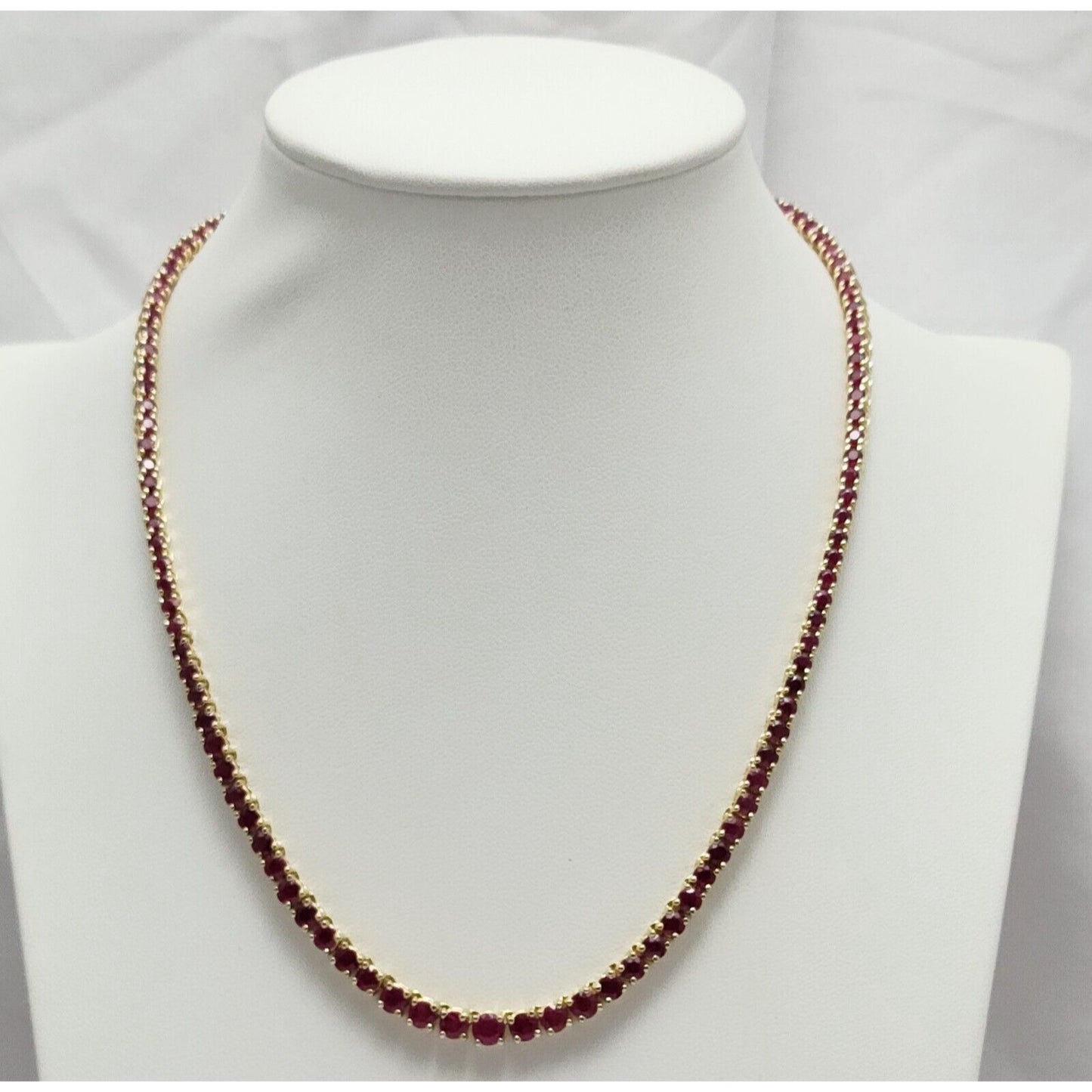 14K Yellow Gold Graduated Ruby Link Necklace