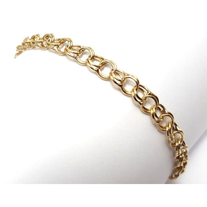 14K Solid Yellow Gold Round Cable Link Bracelet