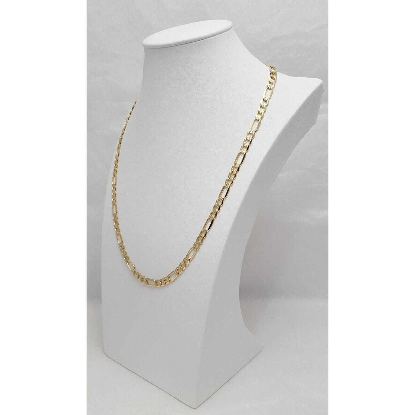 14K Yellow Gold Diamond Cut Figaro Link Chain Necklace