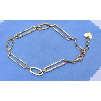 14K Solid Yellow Gold Resizable Paperclip Style Bracelet