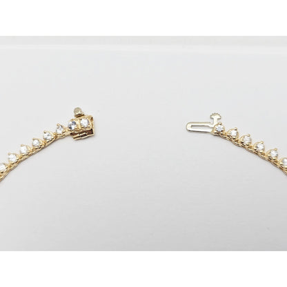 14K Yellow Gold CZ Graduated Link Chain Necklace
