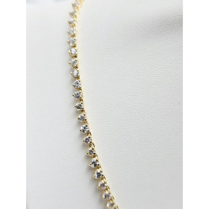 14K Yellow Gold CZ Graduated Link Chain Necklace