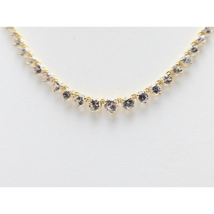 14K Yellow Gold CZ Graduated Link Chain Necklace