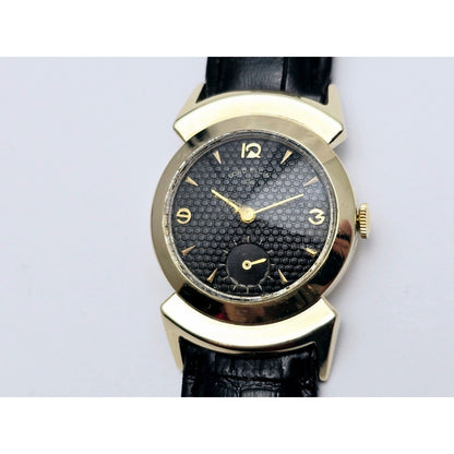 Vintage Lord Elgin Black Knight 14K Gold Filled 680 21j Manual Wind Watch 27mm