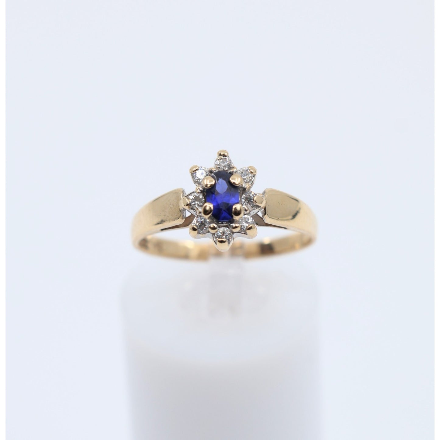 10K Yellow Gold Oval Sapphire & CZ Ring