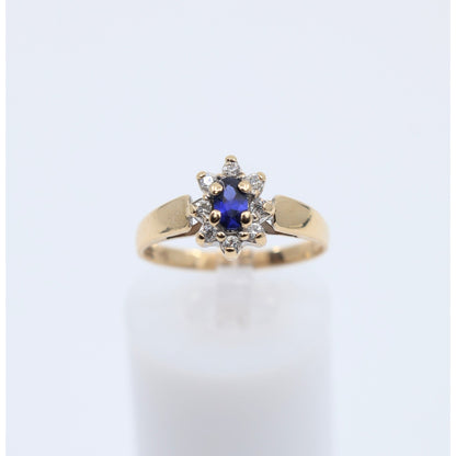 10K Yellow Gold Oval Sapphire & CZ Ring