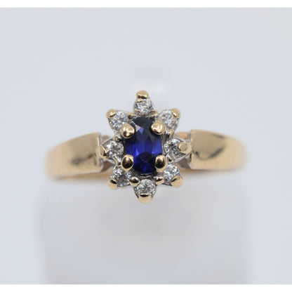 10K Yellow Gold Oval Sapphire & CZ Ring