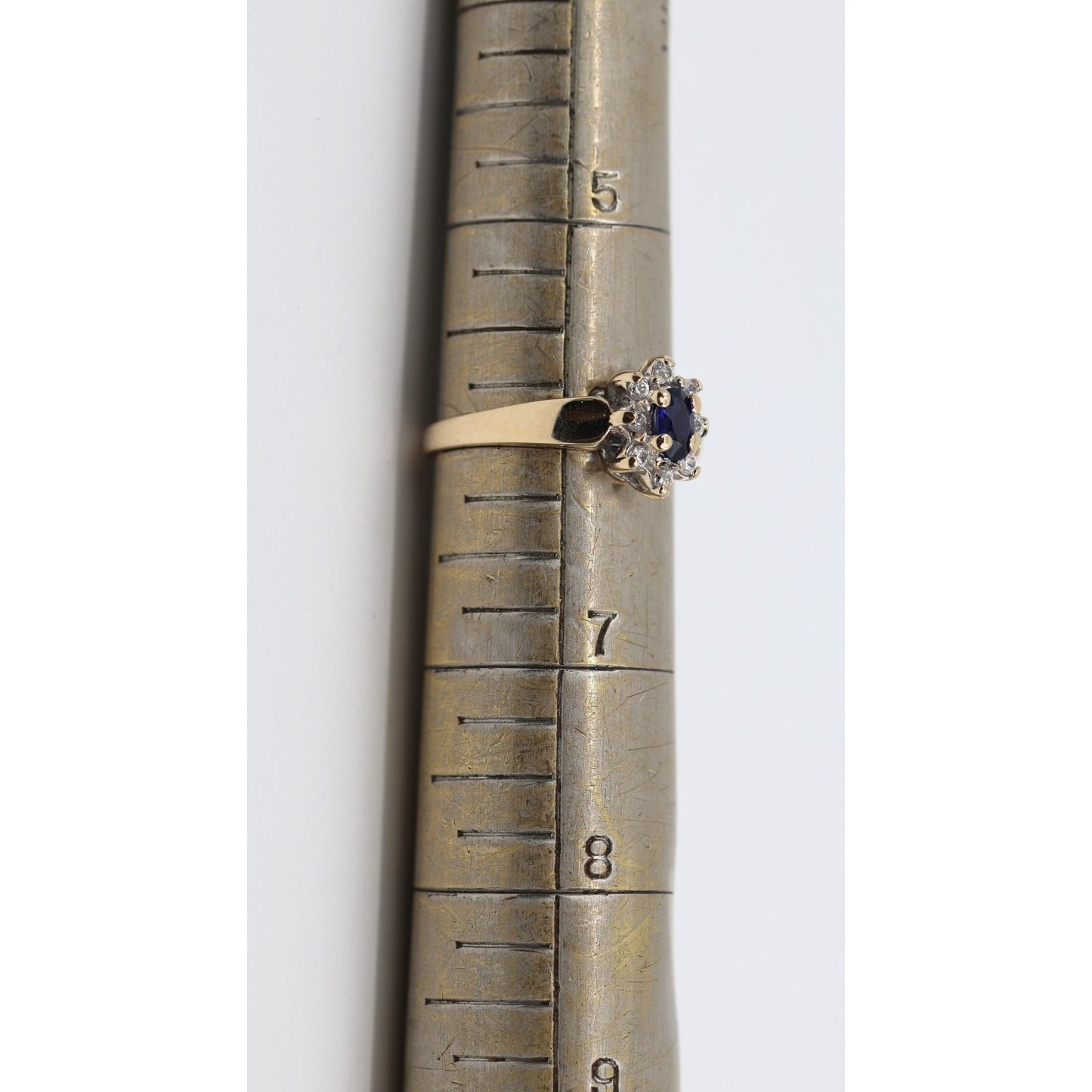 10K Yellow Gold Oval Sapphire & CZ Ring
