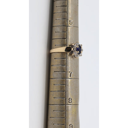 10K Yellow Gold Oval Sapphire & CZ Ring