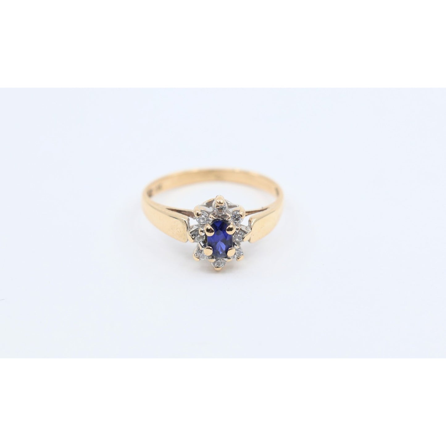 10K Yellow Gold Oval Sapphire & CZ Ring