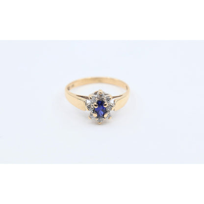 10K Yellow Gold Oval Sapphire & CZ Ring