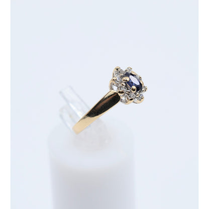 10K Yellow Gold Oval Sapphire & CZ Ring
