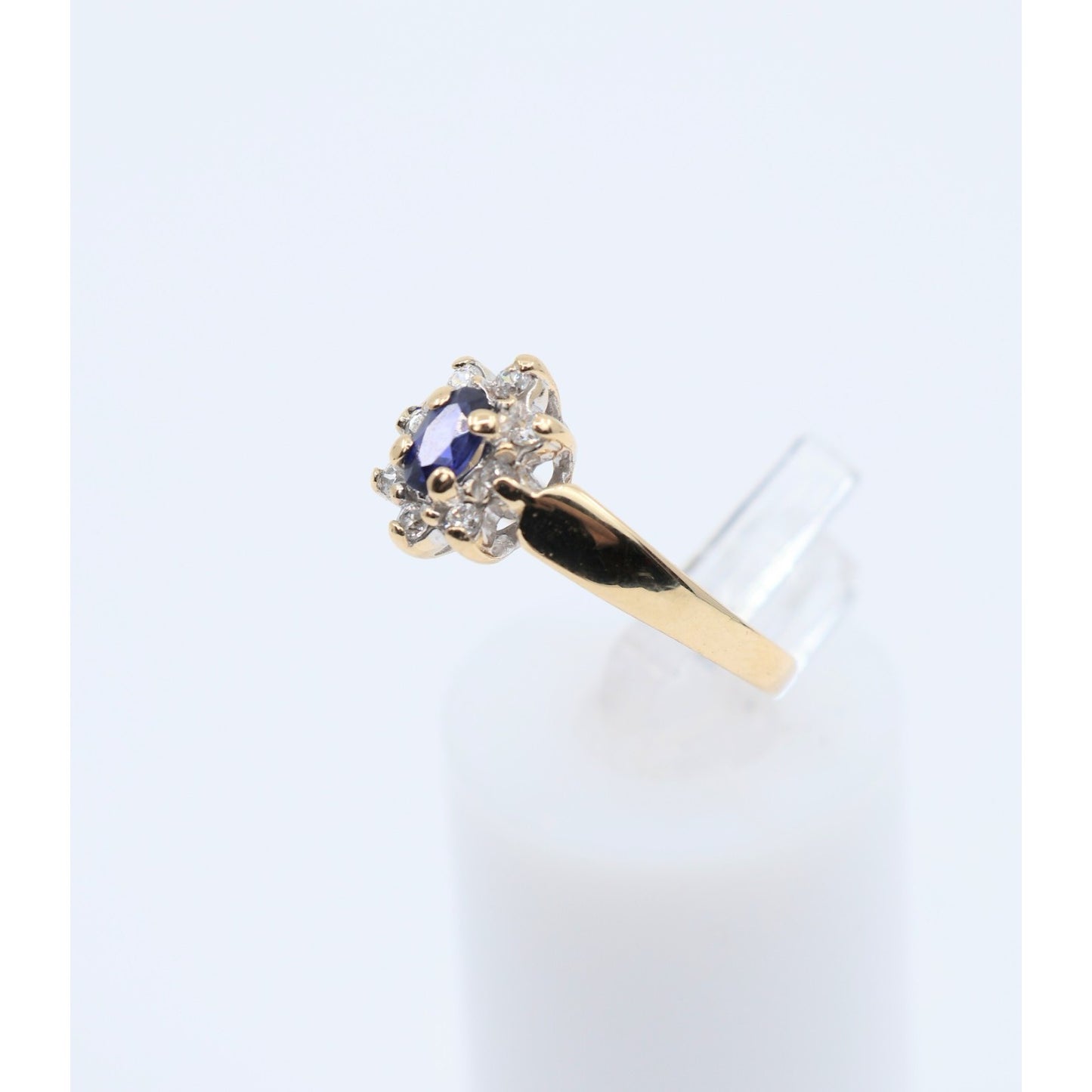 10K Yellow Gold Oval Sapphire & CZ Ring