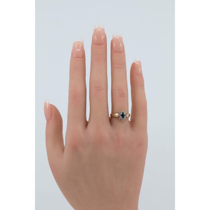 10K Yellow Gold Oval Sapphire & CZ Ring