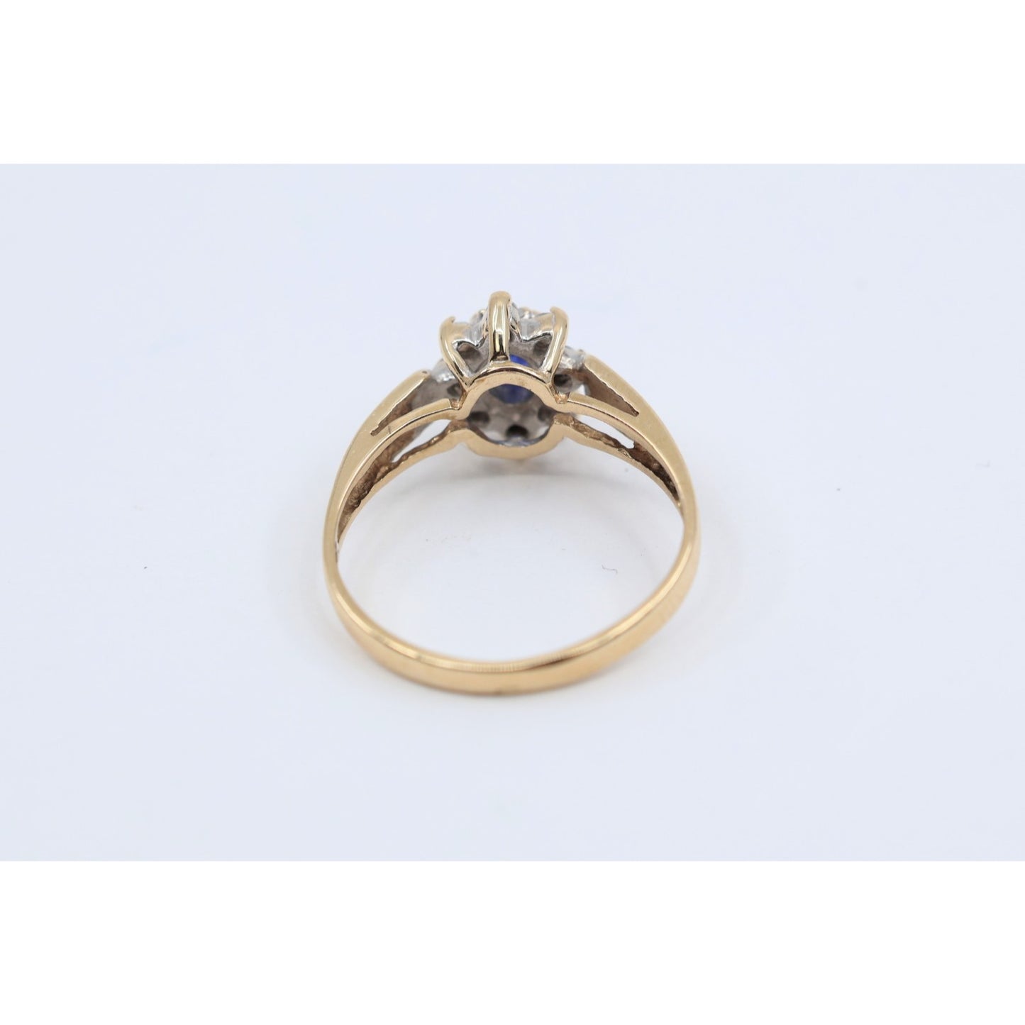 10K Yellow Gold Oval Sapphire & CZ Ring