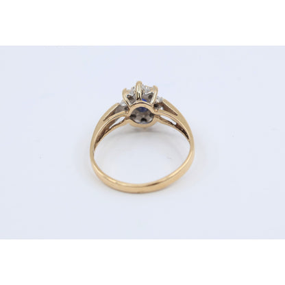10K Yellow Gold Oval Sapphire & CZ Ring