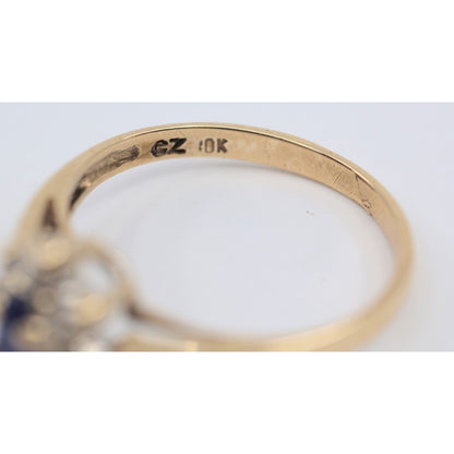 10K Yellow Gold Oval Sapphire & CZ Ring