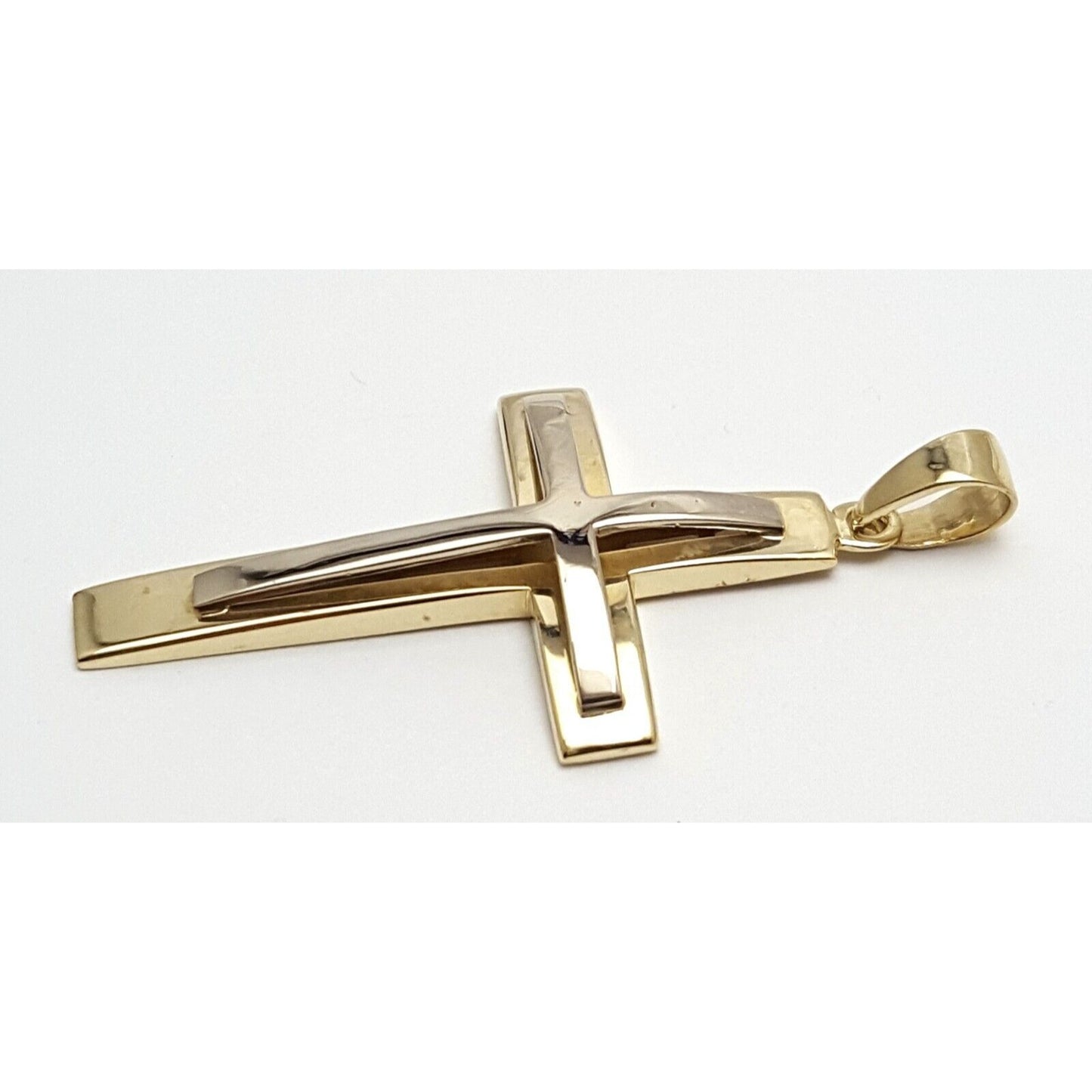 14K Two Tone Gold Cross Charm Pendant