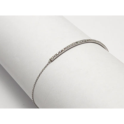 14K Solid White Gold Designer Diamond Link Bracelet