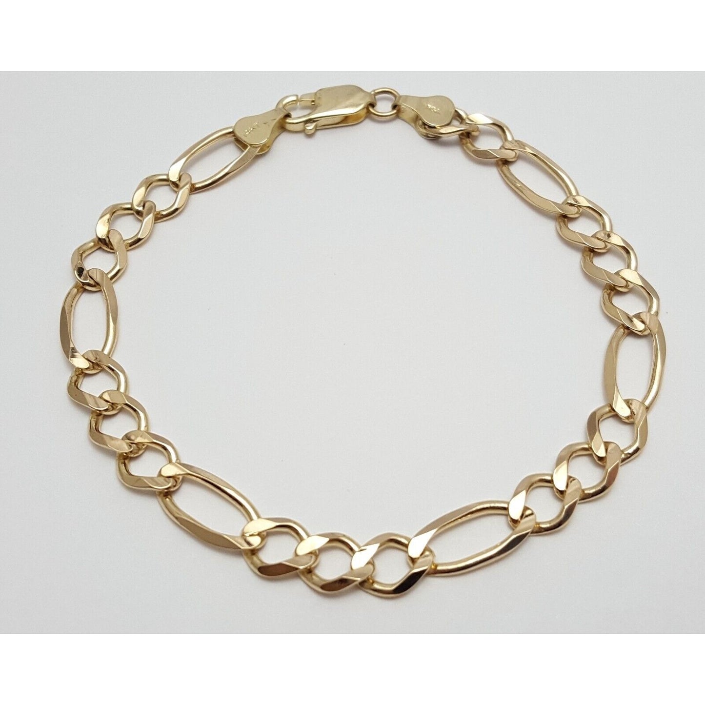 14K Solid Yellow Gold Figaro Link Bracelet