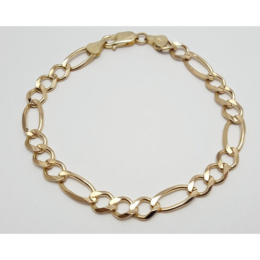 14K Solid Yellow Gold Figaro Link Bracelet