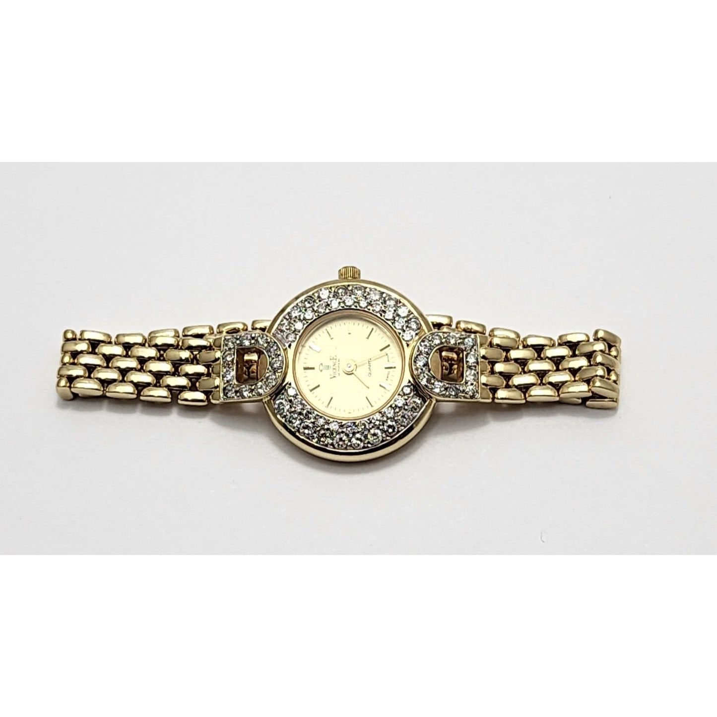 Vicence Quartz 14K Yellow Gold 32.7gr 24mm 1.48ct Diamonds Ladies Watch Italy