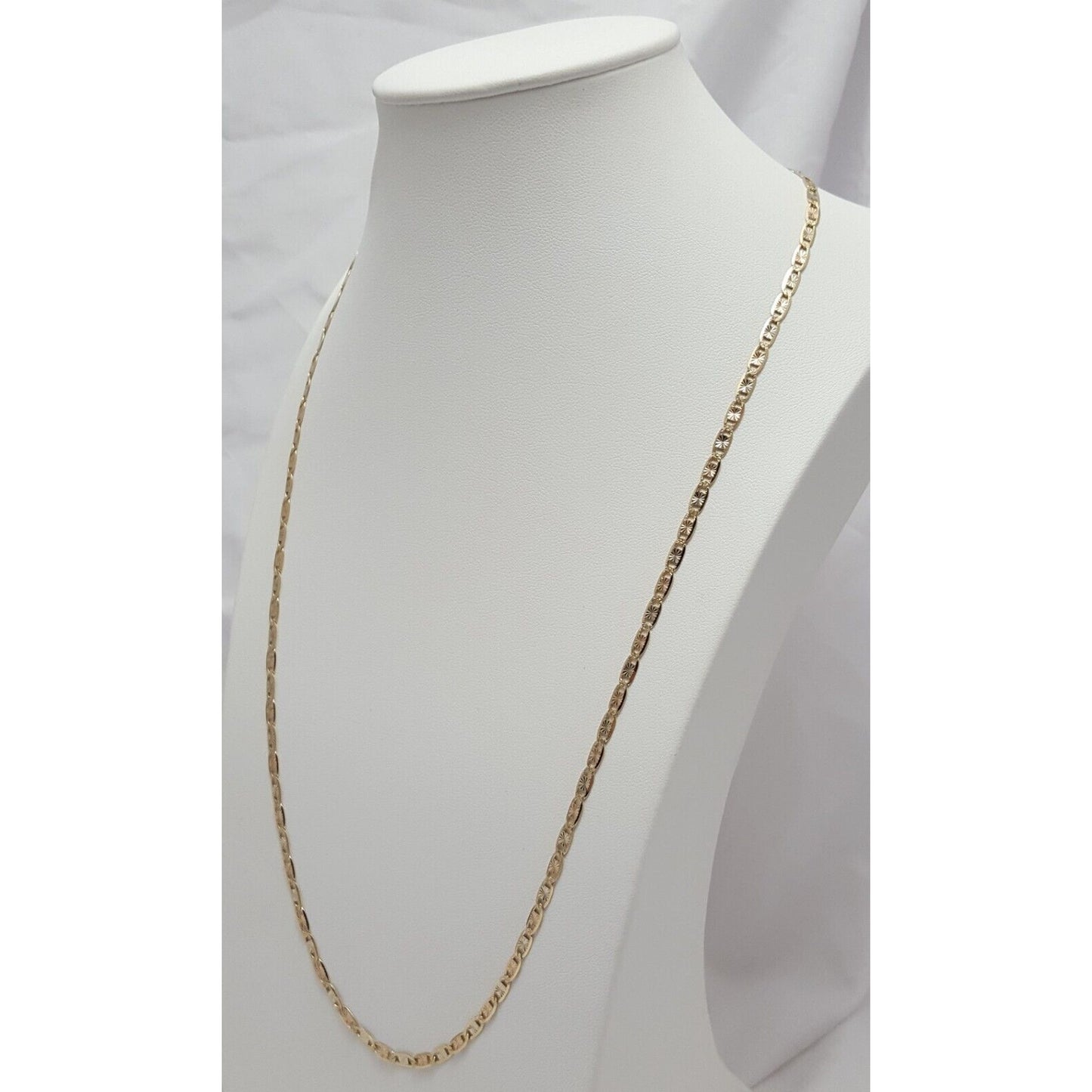 14K Tri Tone Gold Diamond Cut Mariner Link Chain Necklace