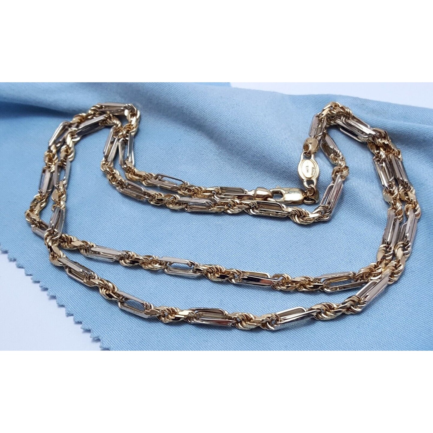 14K Two Tone Gold Rope Chain Necklace