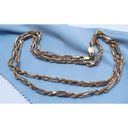 14K Two Tone Gold Rope Chain Necklace