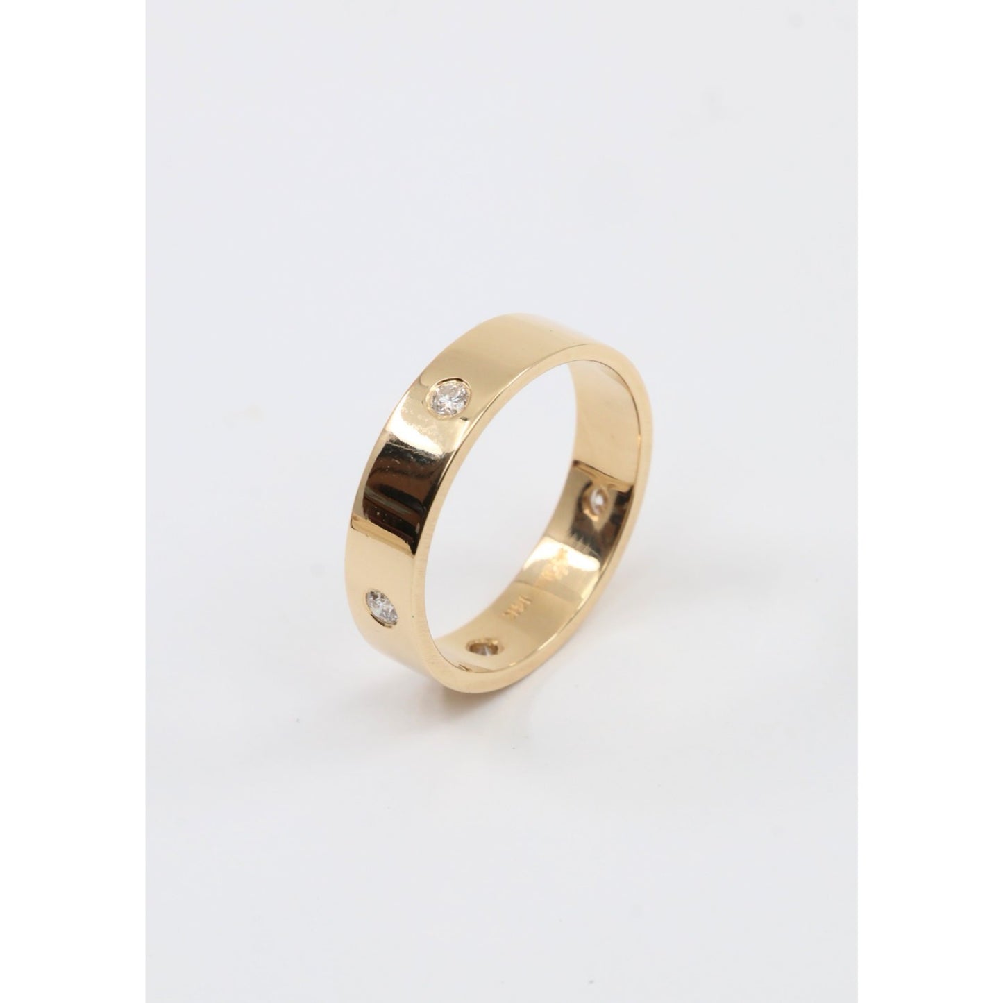 14K Yellow Gold Flush Set Diamond Eternity Wedding Band Ring