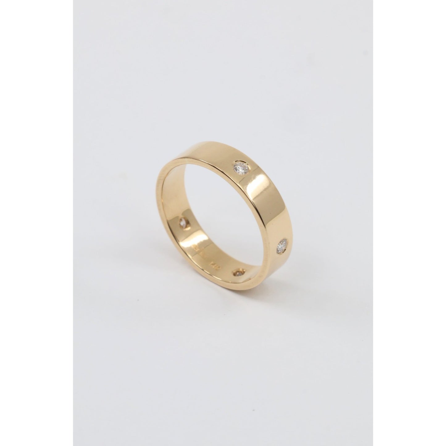14K Yellow Gold Flush Set Diamond Eternity Wedding Band Ring