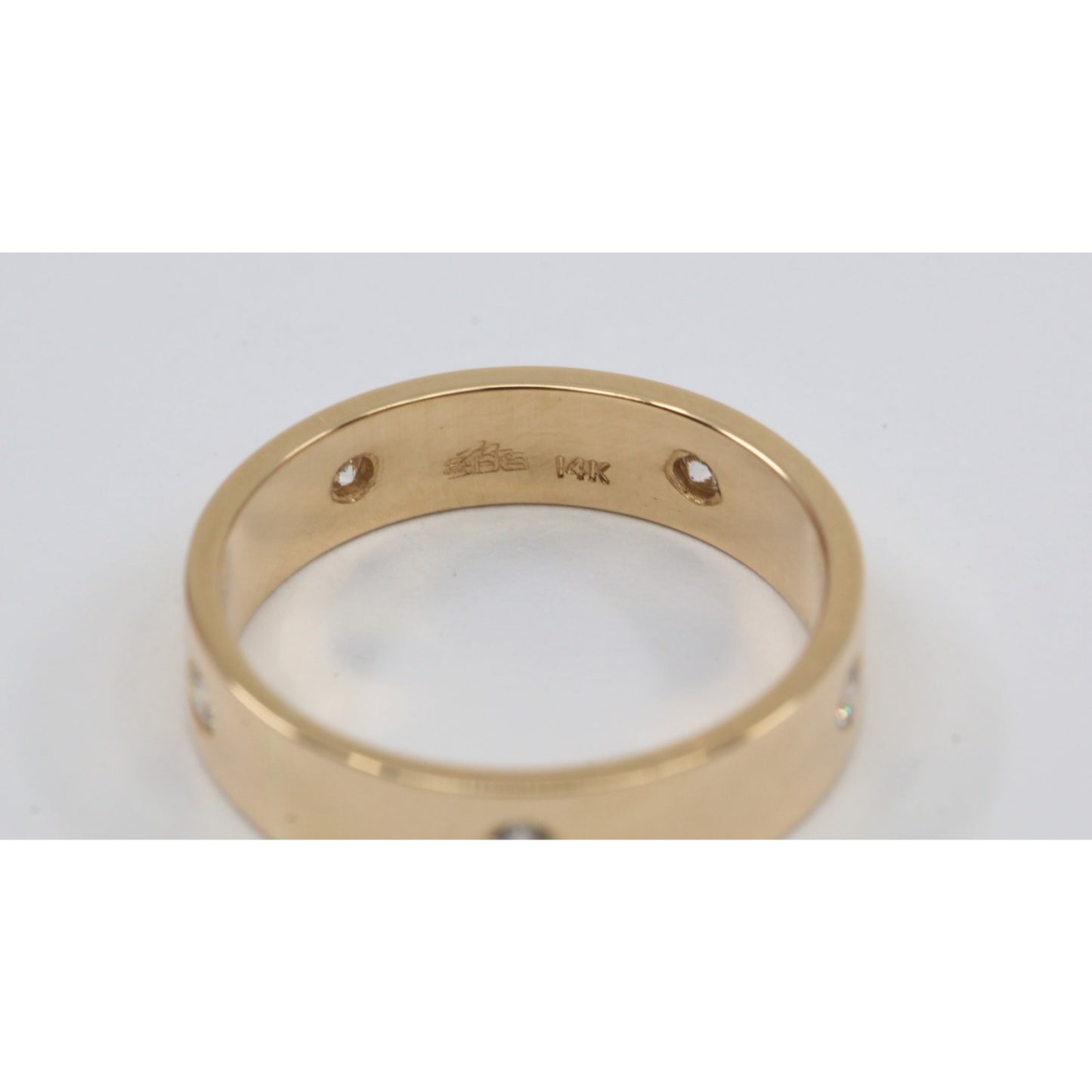 14K Yellow Gold Flush Set Diamond Eternity Wedding Band Ring