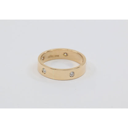 14K Yellow Gold Flush Set Diamond Eternity Wedding Band Ring