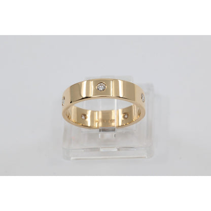 14K Yellow Gold Flush Set Diamond Eternity Wedding Band Ring