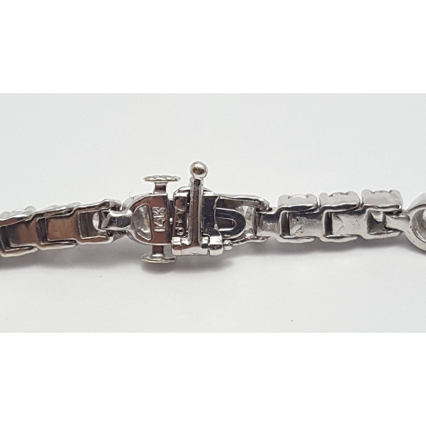 14K Solid White Gold Designer Diamond Tennis Link Bracelet