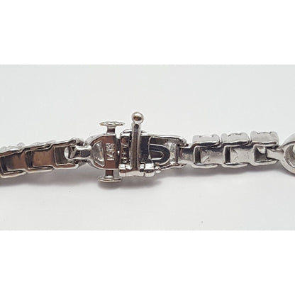 14K Solid White Gold Designer Diamond Tennis Link Bracelet