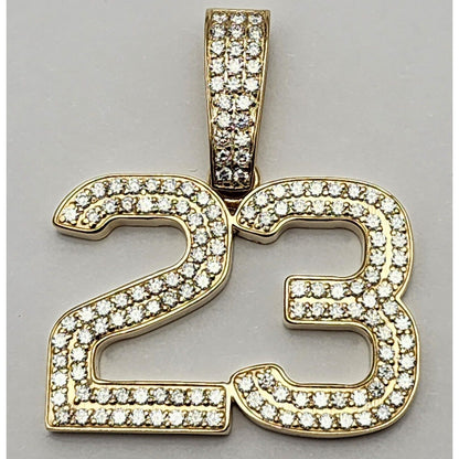 14K Solid Yellow Gold Michael Jordan Diamond Number 23 Charm Pendant