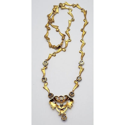 18K Yellow Gold Diamond & Sapphire Choker Chain Necklace