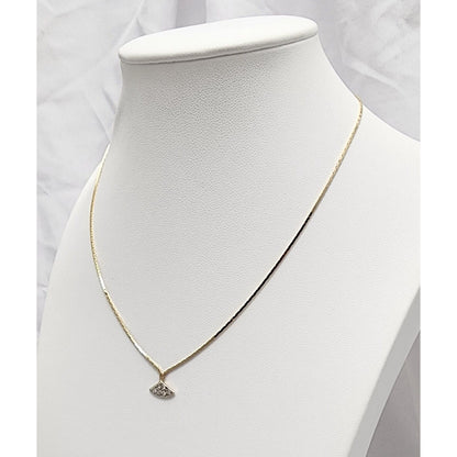 14K Yellow Gold Diamond Box Herringbone Link Chain Necklace