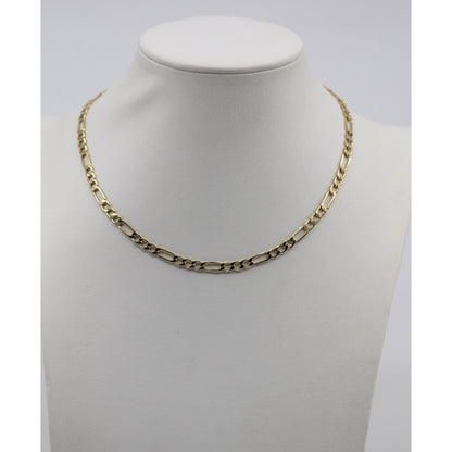 14K Yellow Gold Figaro Link Choker Chain Necklace