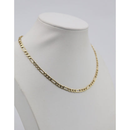 14K Yellow Gold Figaro Link Choker Chain Necklace